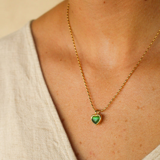 Isabella Green Heart Pendant Necklace