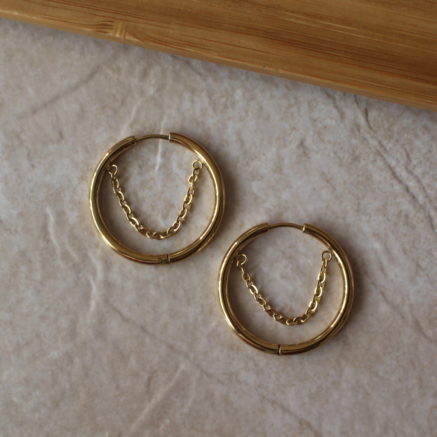 Chloe Chained Gold-Filled Hoops